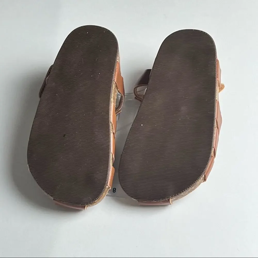 Old Navy Unisex Faux Leather Cognac Strappy Fisherman Style Sandals   Sz 8